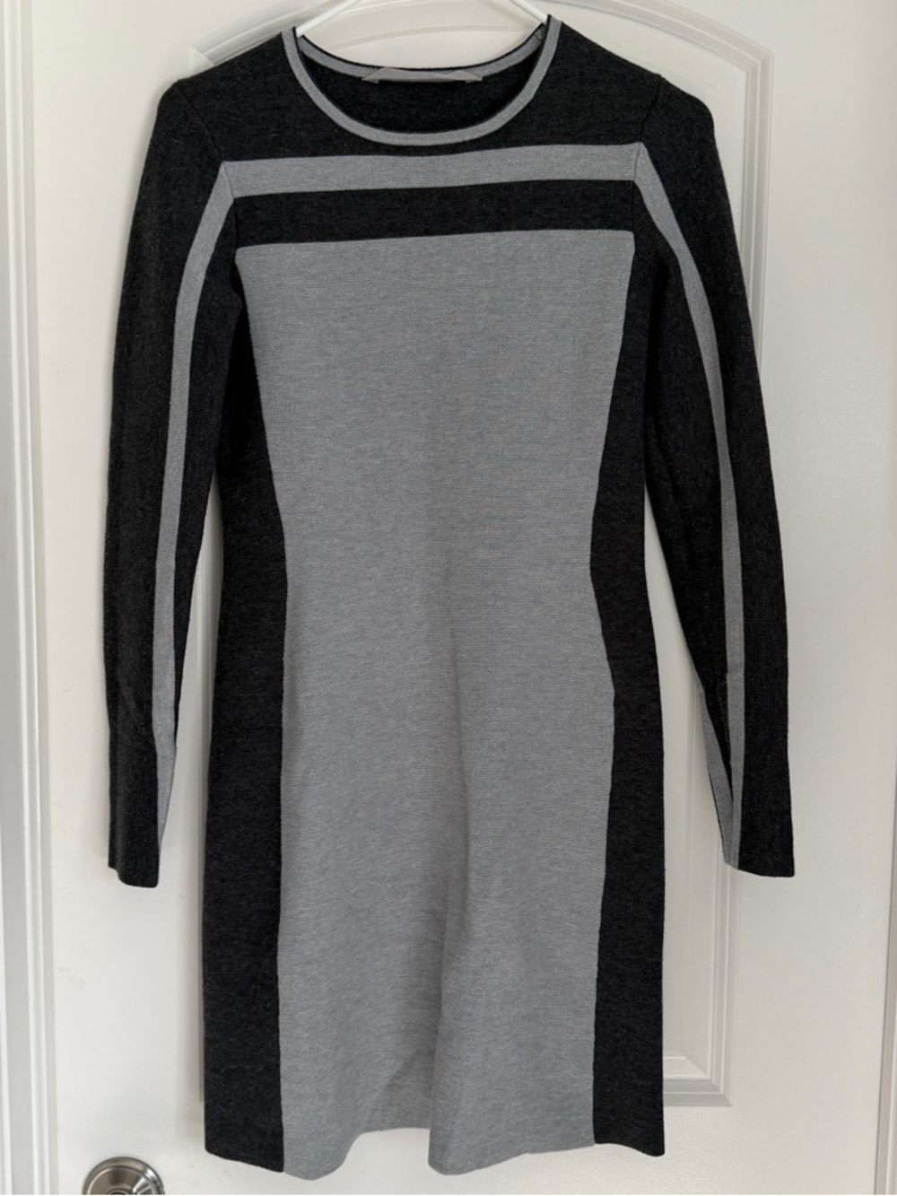 Athleta Grey & Charcoal Striped Knit Top